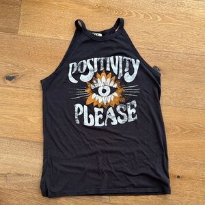 Dazey LA Black Tank Top with Positive Graphic